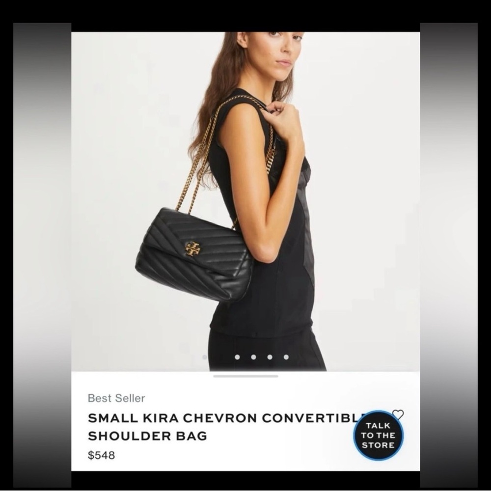 Tory Burch Black Chevron Shoulder Bag - Picture 9 of 10